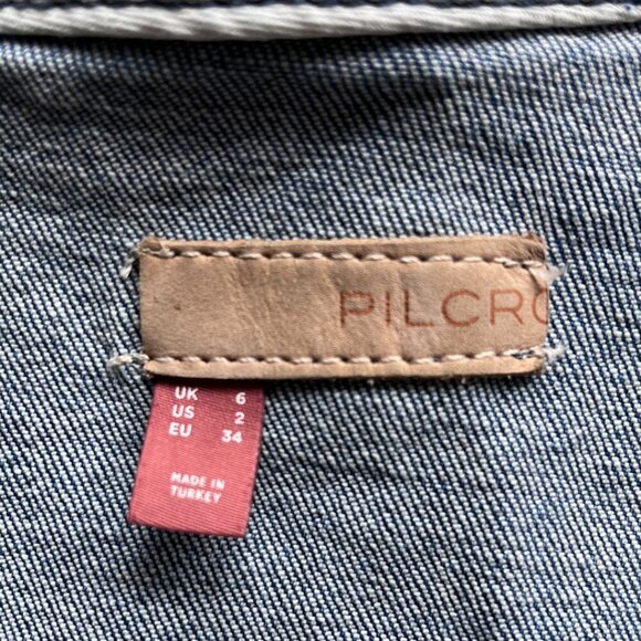 Pilcro Denim Sleeveless Jumpsuit Blue Button Front Size 2 Bootcut One Piece - Picture 2 of 9